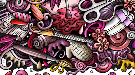 Nail Salon detailed cartoon illustration