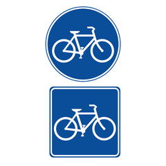 Fototapeta premium Un conjunto de iconos de estacionamiento de bicicletas. Una señal que permite el uso de bicicletas. Fondo blanco. Copy space