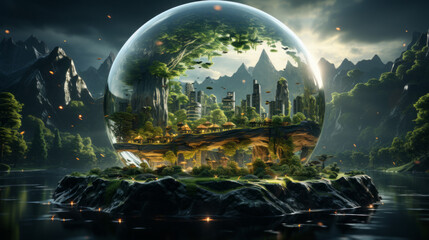 Stunning 3D Earth: A mesmerizing night sky experience with breathtaking landscapes, celestial wonders, and captivating oceans, generative AI
