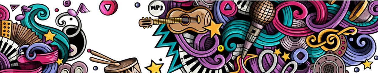 Music cartoon banner illustration