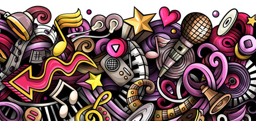 Obraz premium Music cartoon banner illustration