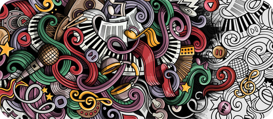 Music cartoon banner illustration