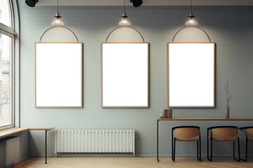 mock-up should  the display of posters i in the room Scandinavian style.