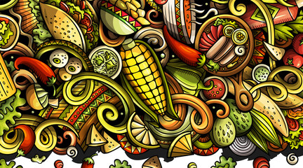 Fototapeta na wymiar Mexican food detailed cartoon banner illustration