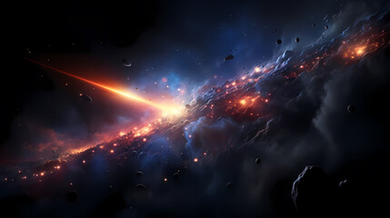 Space galaxy background, 3D illustration of nebulae in the universe