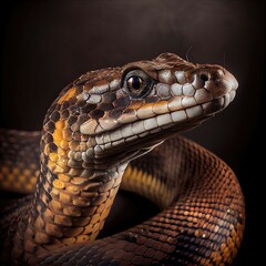 Fototapeta premium Close-Up Portrait of a Majestic Snake in Studio Lighting