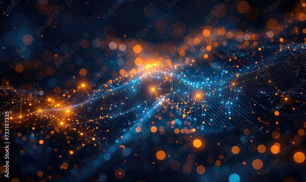 Wall mural a technology background blockchain connected by ai around the globe photo fo twiitter or linkedin ba