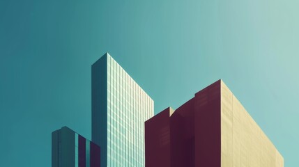 Simplified forms of skyscrapers and landmarks emerge from a minimalist background