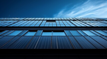 Fototapeta premium Solar panels integrated seamlessly into urban architecture