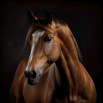 Majestic Horse Portrait with Elegant Stance in Studio