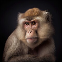 Captivating Macaque Monkey Portrait with Intense Gaze in Studio