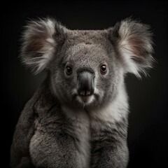 Naklejka premium Close-Up Koala Portrait with Striking Eyes in Studio