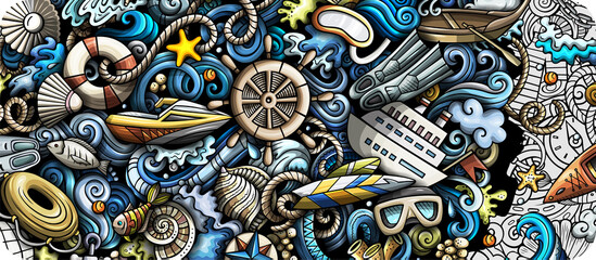 Fototapeta premium Marine cartoon banner