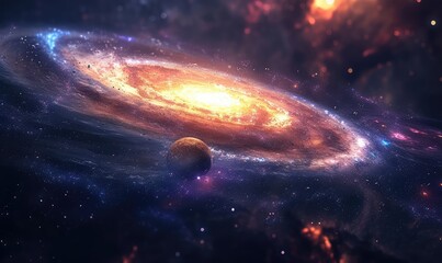 concept of a colorfull galaxy with exoplanets
