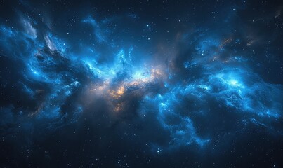 Fototapeta na wymiar Background universe in blue shades, flickering, stars