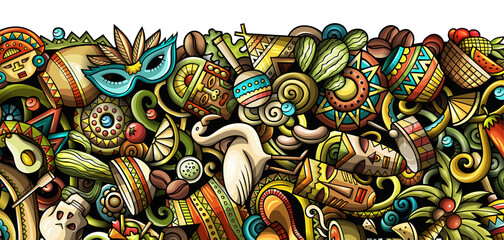 Latin America cartoon banner illustration
