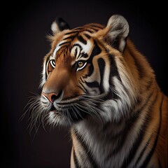 Majestic Tiger Portrait with a Dark Studio Background