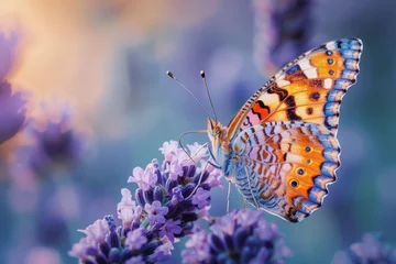 Poster Beautiful Butterfly on a lavender flower © MNFTs