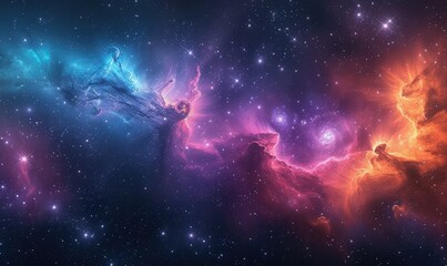 Colorful space galaxy cloud nebula. Stary night cosmos. Universe science astronomy. Supernova background wallpaper