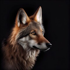 Majestic Wolf Portrait on a Dark Studio Background