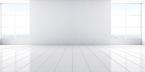 Empty space in room, window and light. Modern interior home design look clean, bright, shiny surface with texture pattern for background. white tile floor.