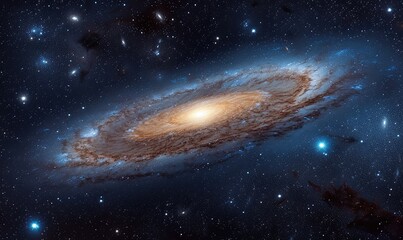 Beautiful accurate wide view of the cosmic galaxy andromeda and consellation