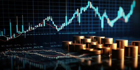 Graph and chart investmentgrowth of Stock market or forex trading.