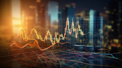 Graph and chart investmentgrowth of Stock market or forex trading.