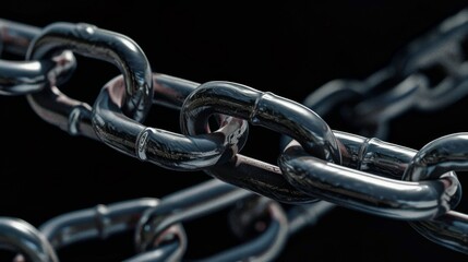 Obraz premium Closeup brutal metal chain on a black background