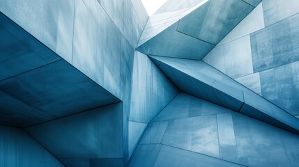 Sparse geometric arrangements in shades of blue and gray convey a sense of order and efficiency