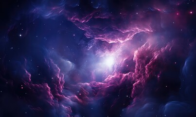 Obraz premium deep space radial nebulose, purple and pink, galaxies, stars