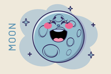 cartoon moon nighttime icon in comic style lunar night concept illustration moon sky business logo