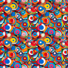 The background is made of multicolored roundels. seamless pattern