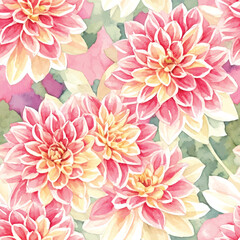 Watercolor flower seamless pattern