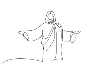 jesus god christian religion prayer person one line art design