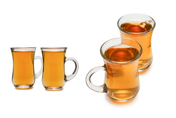 A turkish glass of tea isolated on white background.
