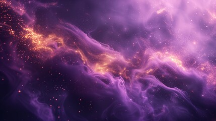 Cosmic trails of velvety black, radiant gold, and celestial lavender smoke gracefully unfolding against a solid mauve background, crafting a sophisticated and mysterious abstract display.  - obrazy, fototapety, plakaty