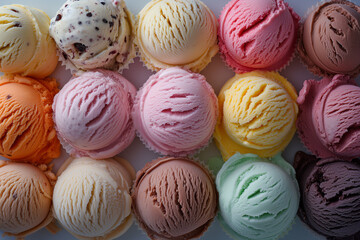 ice cream scoop colorful topview