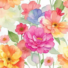 Watercolor flower seamless pattern