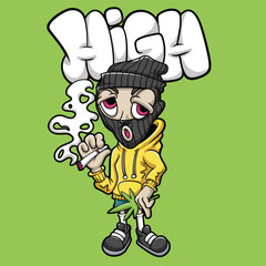 Balaclava High Streetwear Graffiti Cartoon illustration. Vector graphic for t-shirt