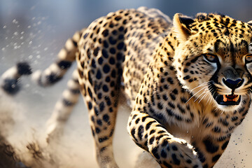 leopard chasing its prey