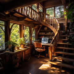 Interior of a cozy tree house