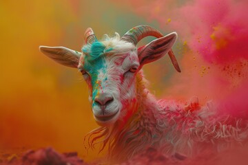 Holi Festival. , animal made entirely of Holi colors, symbolizing the spirit of the festival and its connection to nature.