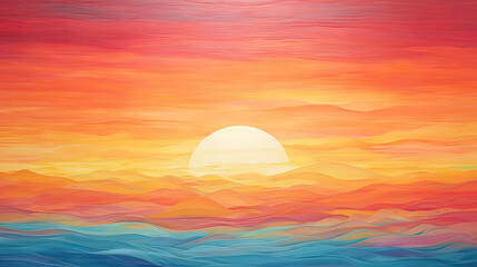 Naklejka na ściany i meble Expansive Sunset Horizon Abstraction Background Ai Generative