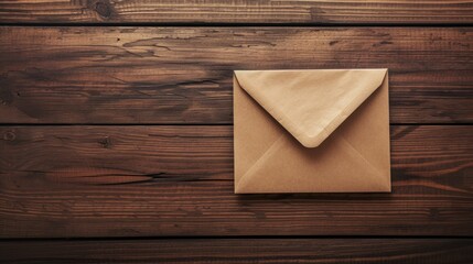 Fototapeta premium A brown envelope sitting on top of a wooden table. Suitable for business, office, or communication concepts