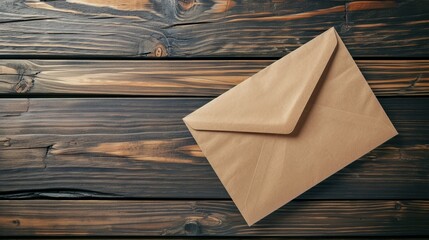 A brown envelope sitting on top of a wooden table. Suitable for business, office, or communication concepts