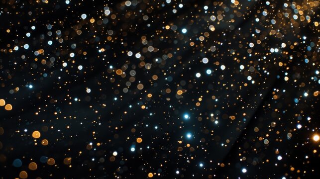 Christmas Starry Night. Festive xmas background. Glittering black texture