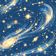 universe, stars night sky as background on a seamless tile, ai generated