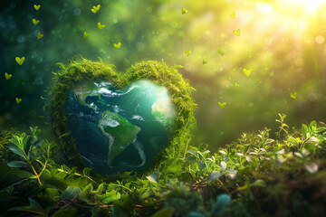 World environment and earth day concept, planet Earth in the shape of a heart.