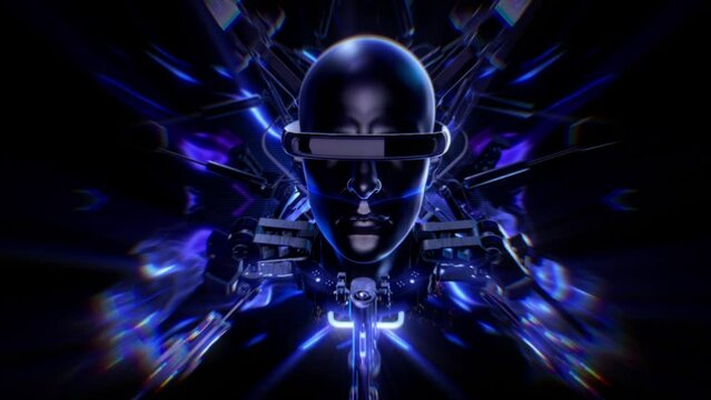 3D Robotic Heads Production Line Blue